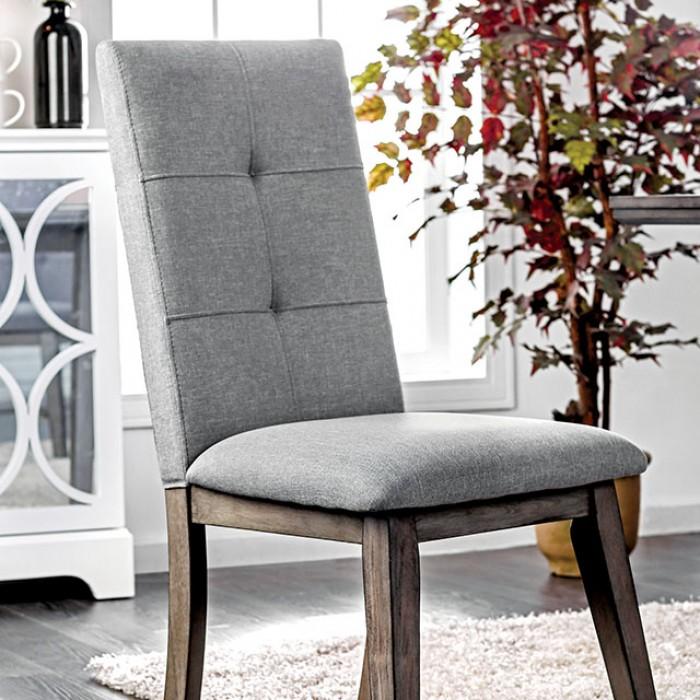 Rustic Dining Chair Set CM3354GY-SC-2PK Abelone CM3354GY-SC-2PK in Gray Fabric