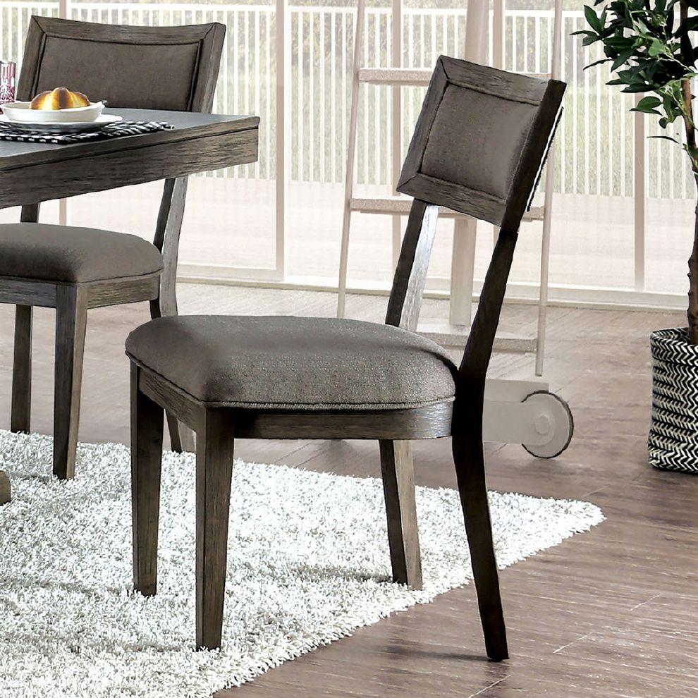 Rustic Dining Chair Set CM3387T Leeds CM3387T-2PC in Gray Fabric