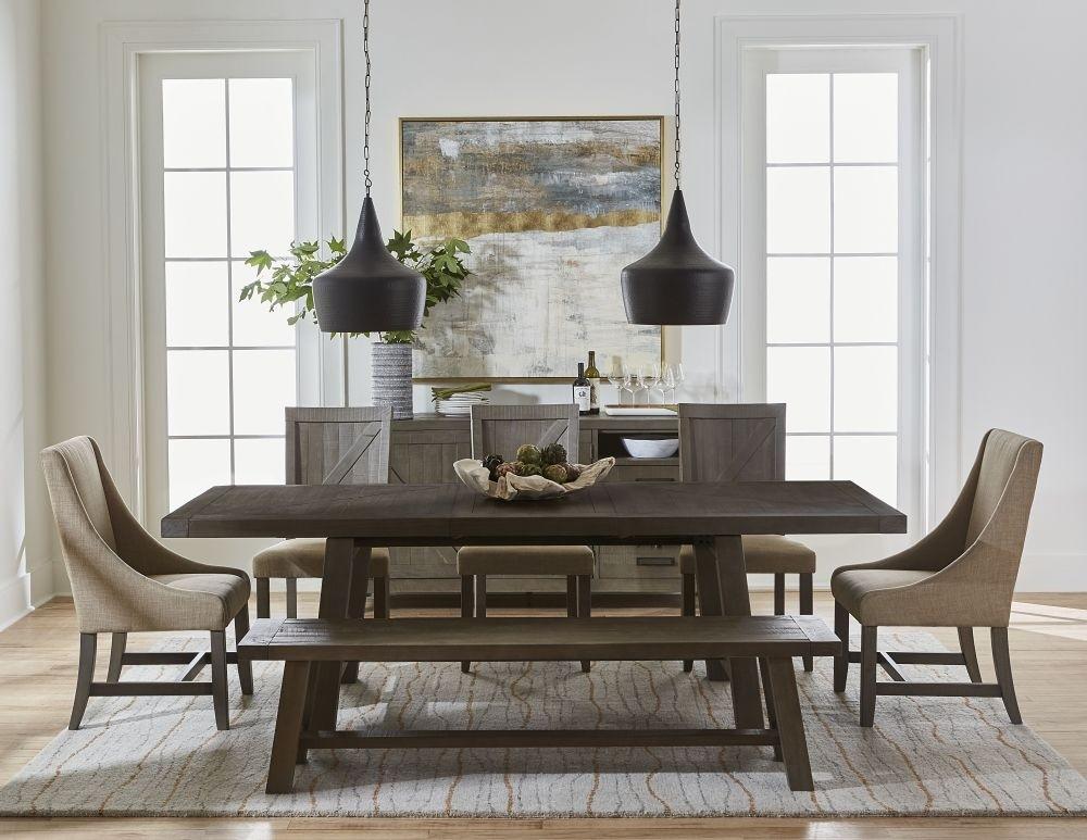 

    
Rustic Grey Finish Farmhouse Rectangular Dining Table Set 8Pcs w/ Wood Side Chairs TARYN by Modus Furniture
