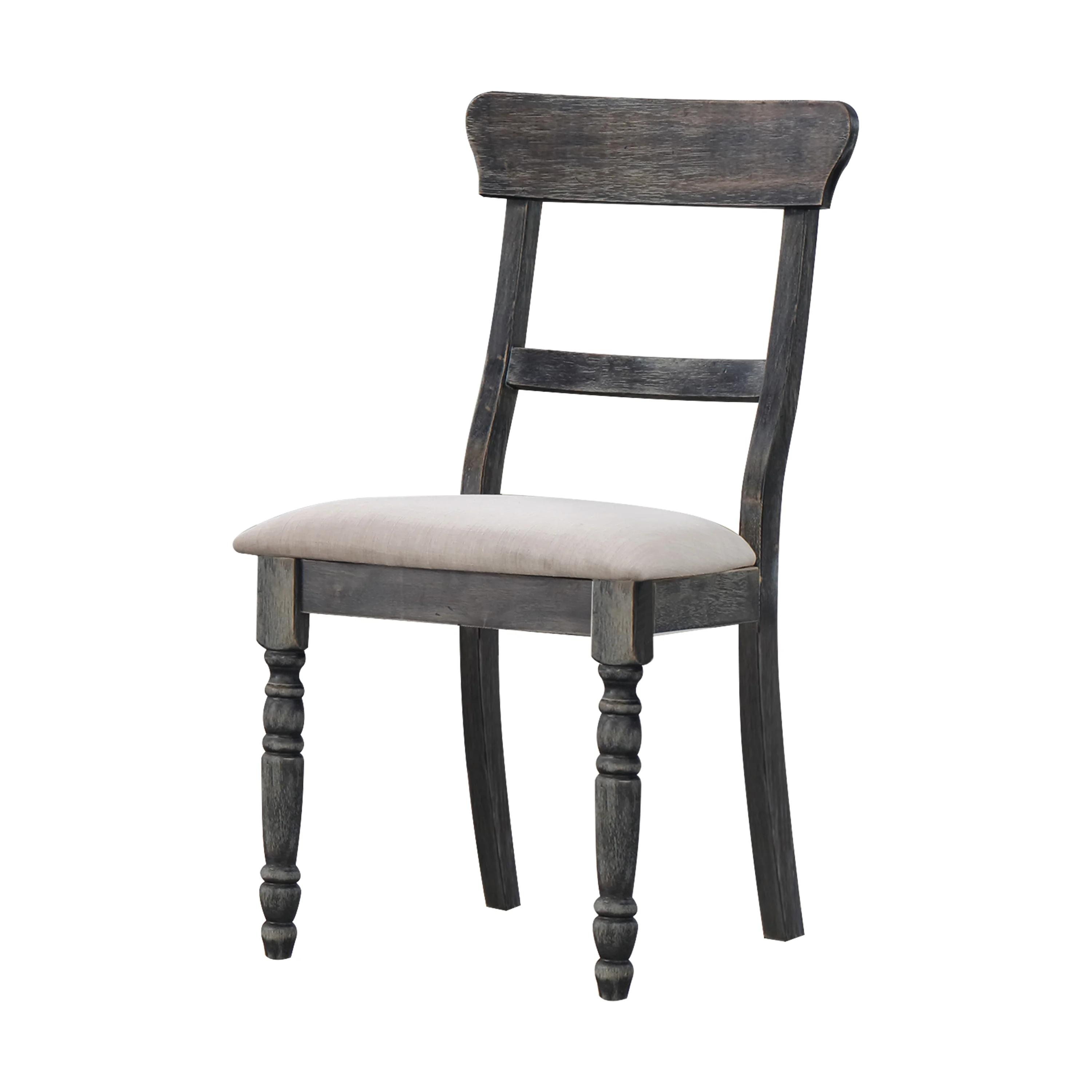 Rustic Side Chair Set Leventis 74642-2pcs in Gray Linen