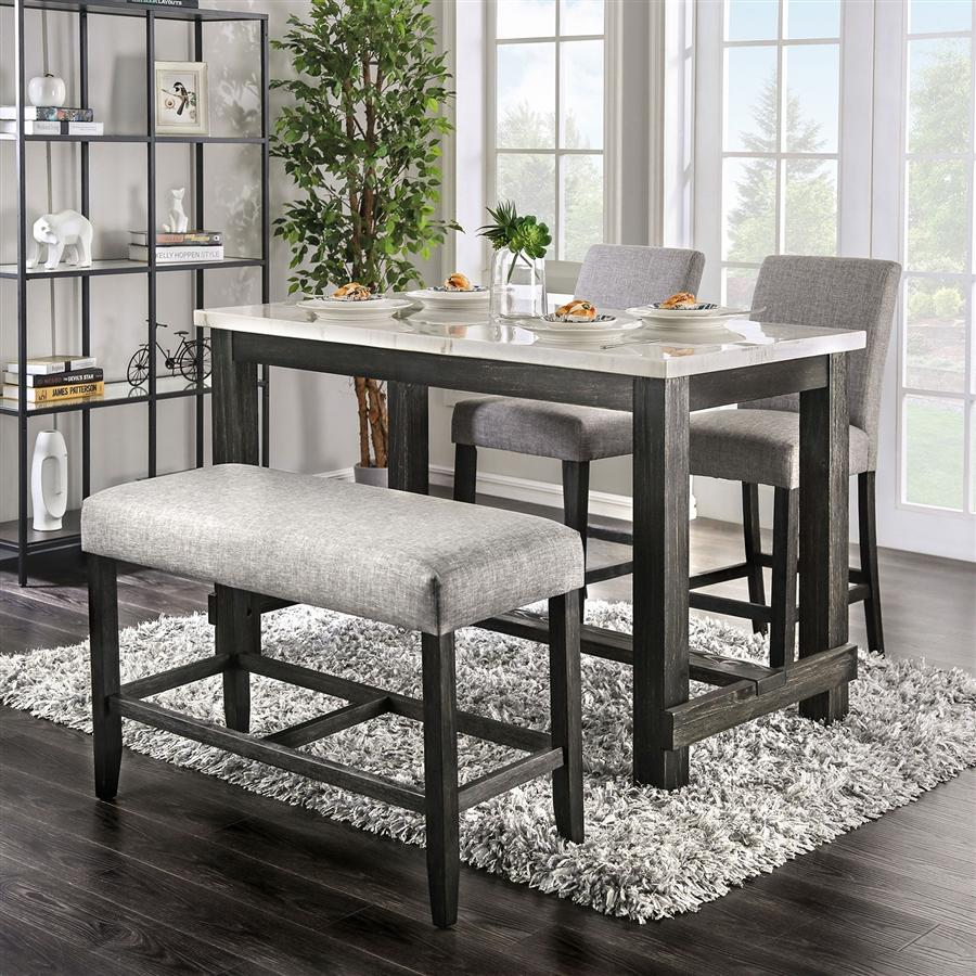 

    
Rustic Light Gray & Antique Black Counter Height Dining Set 4pcs Furniture of America Brule
