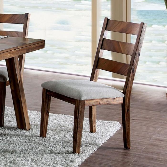 Rustic Dining Chair Set CM3346SC Signe CM3346SC-2PC in Oak Fabric