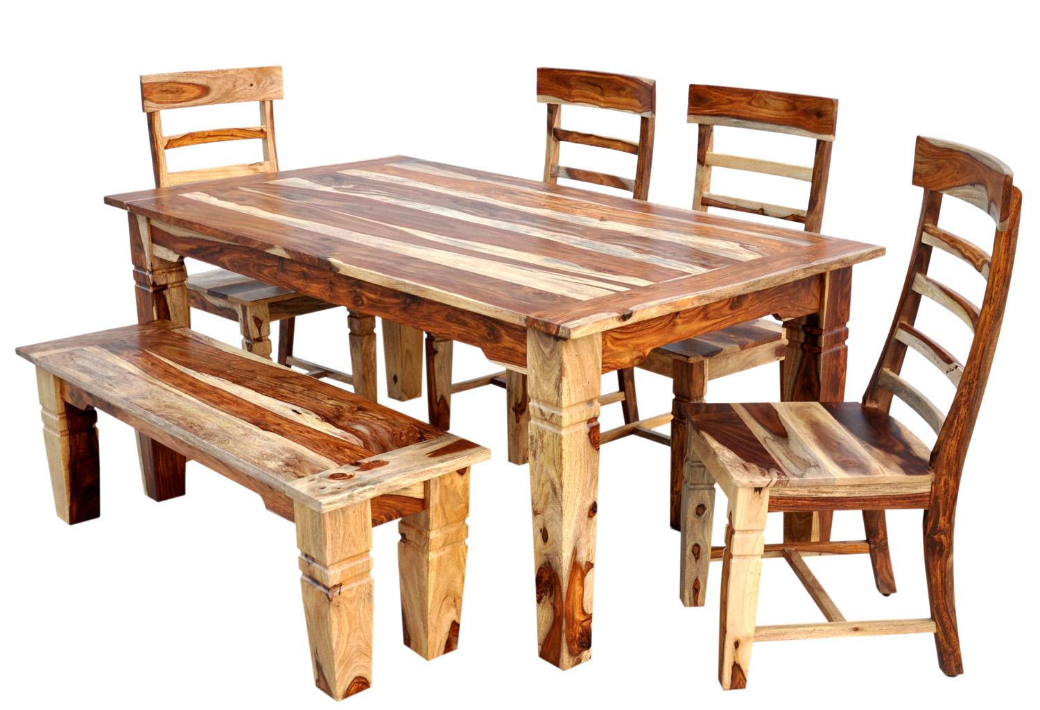 Rustic Dining Table Set ISA-9015N-6PC Tahoe ISA-9015N-6PC in Natural 