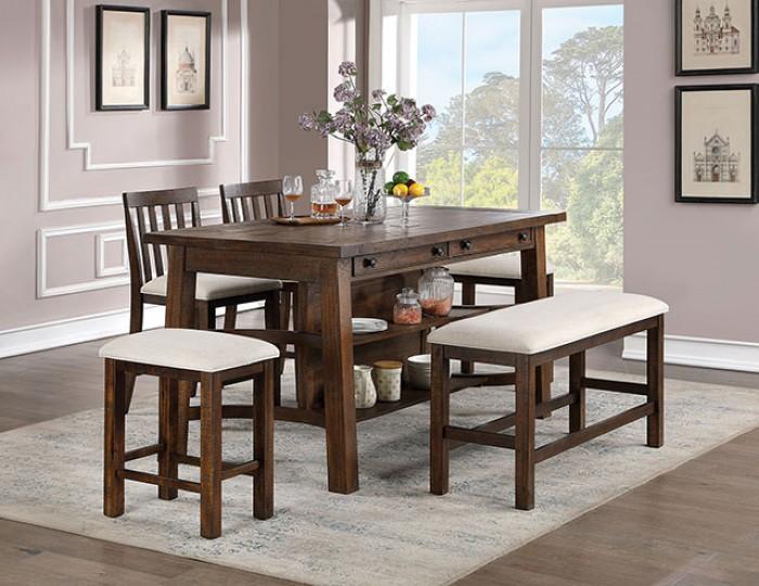 Rustic Dining Room Set Fredonia Counter Height Dining Room Set 10PCS CM3902PT-10PCS CM3902PT-10PCS in Oak, Beige Fabric