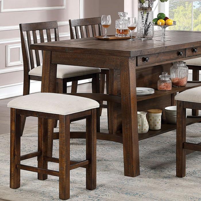 Rustic Dining Room Set Fredonia Counter Height Dining Room Set 7PCS CM3902PT-7PCS CM3902PT-7PCS in Oak, Beige Fabric