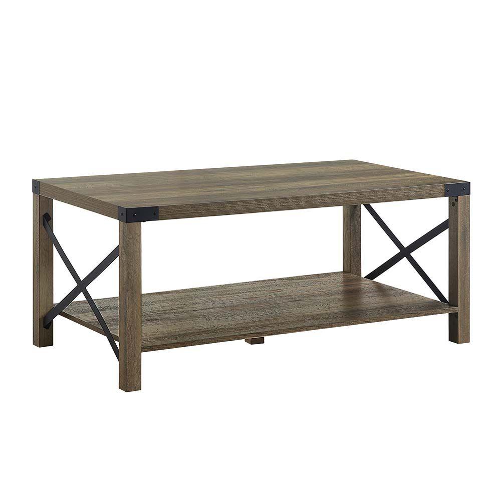 

    
Rustic Oak Finish Coffee Table + 2 End Tables by Acme Abiram LV01001-3pcs
