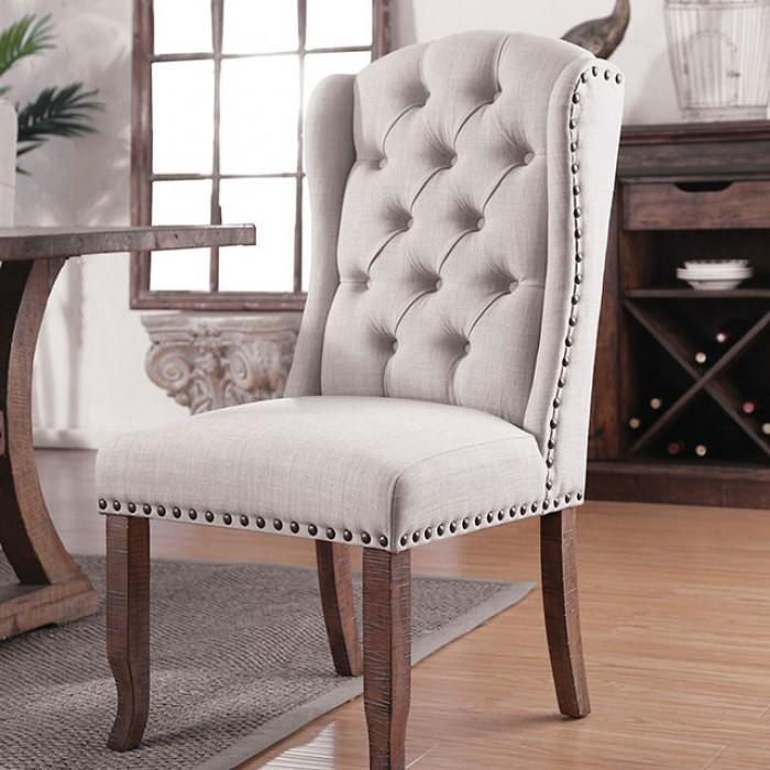 Rustic Dining Chair Set CM3829F-SCW-2PK Gianna CM3829F-SCW-2PK in Brown Fabric