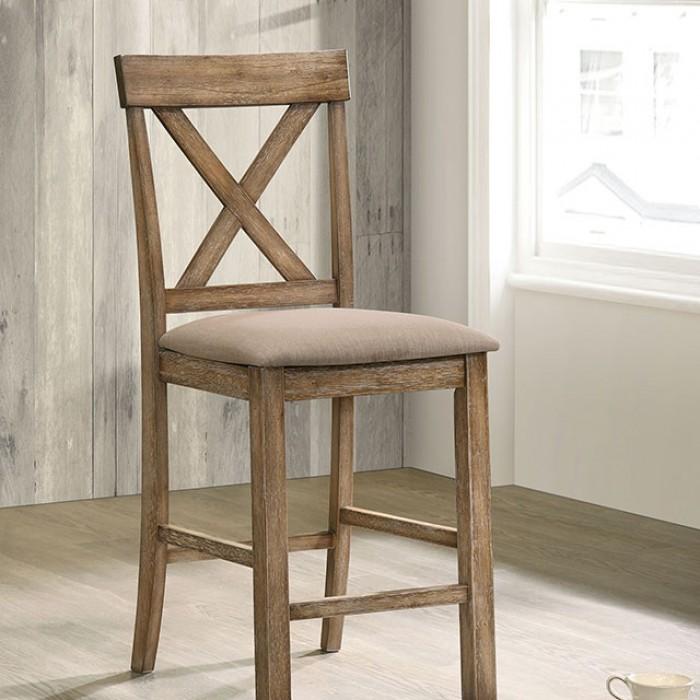 Rustic Counter Height Chair CM3492PC-2PK Plankinton CM3492PC-2PK in Oak Fabric