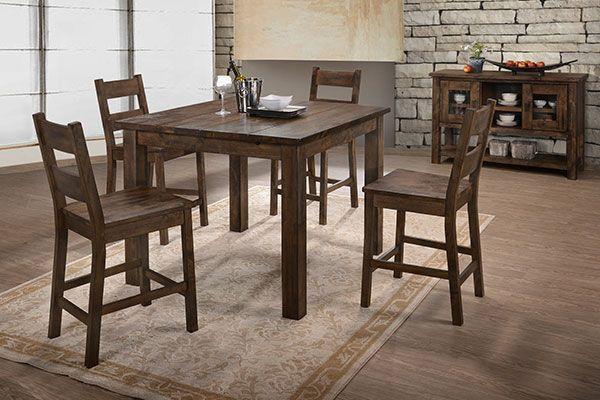 

    
Rustic Oak Solid Wood Counter Height Table Set 6pcs Furniture of America Kristen
