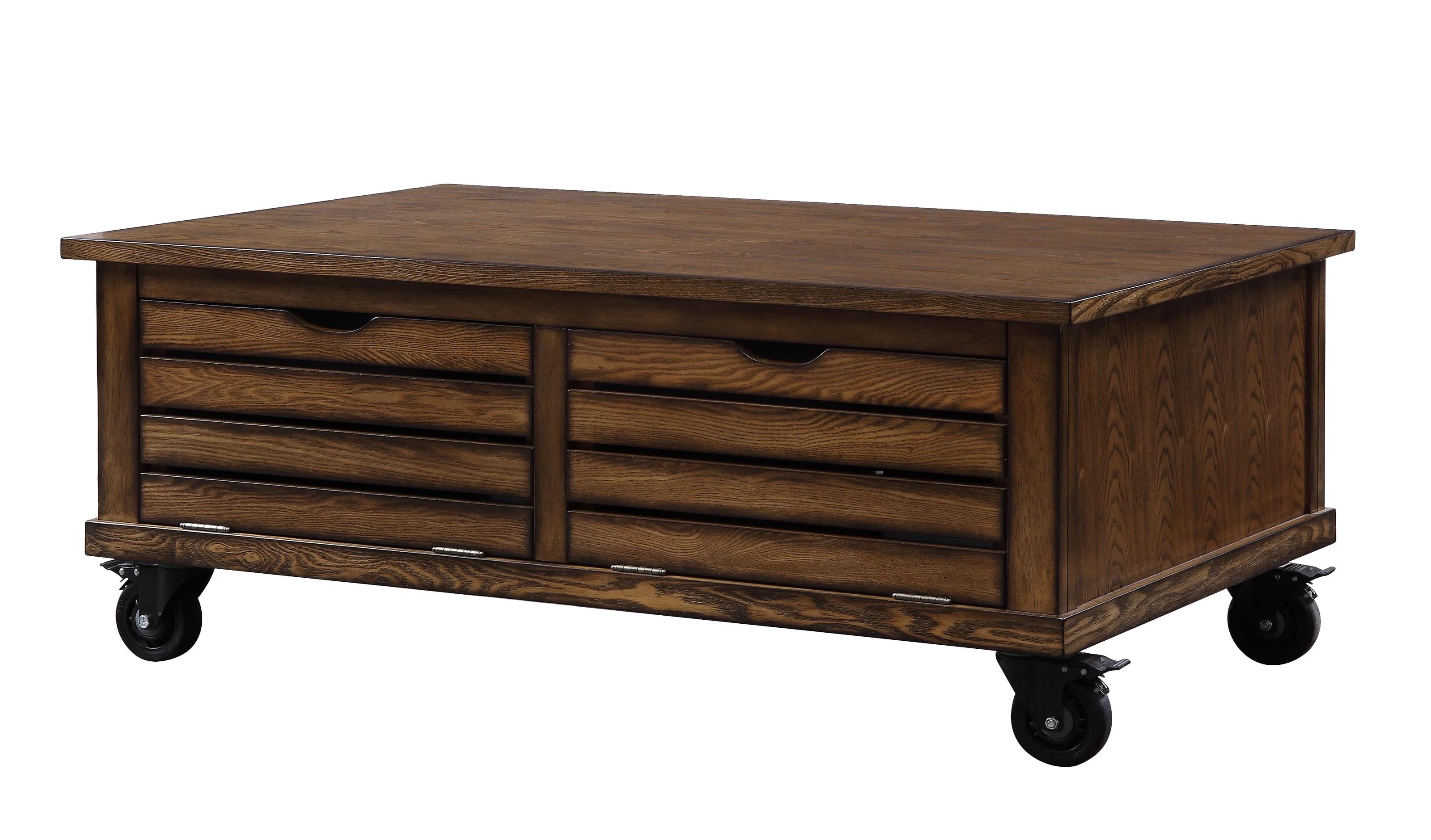 

    
Rustic Oak Wood Coffee Table by Acme Gabriella 86935
