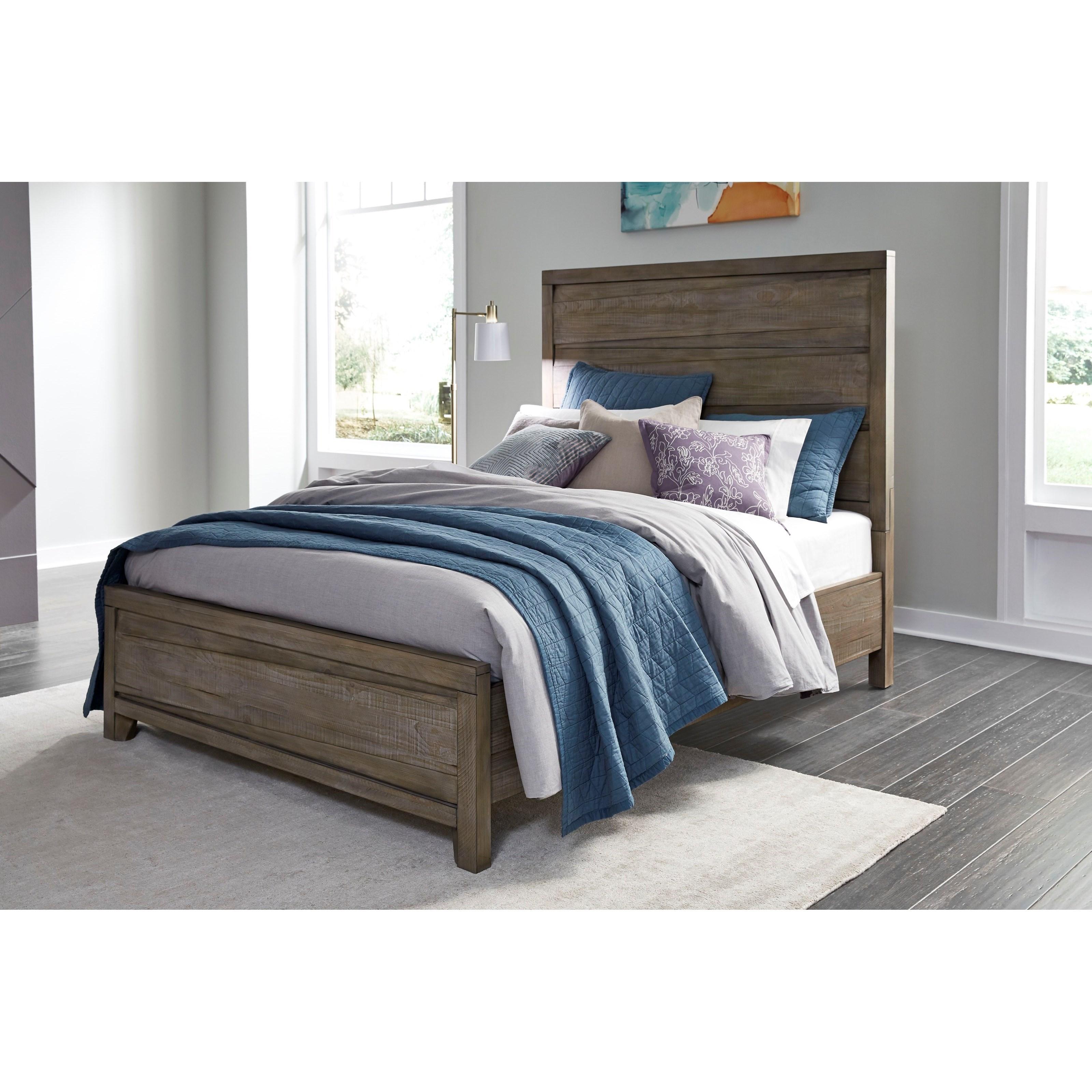 Casual, Rustic Panel Bed HEARST 6VF3A4 in Tan 