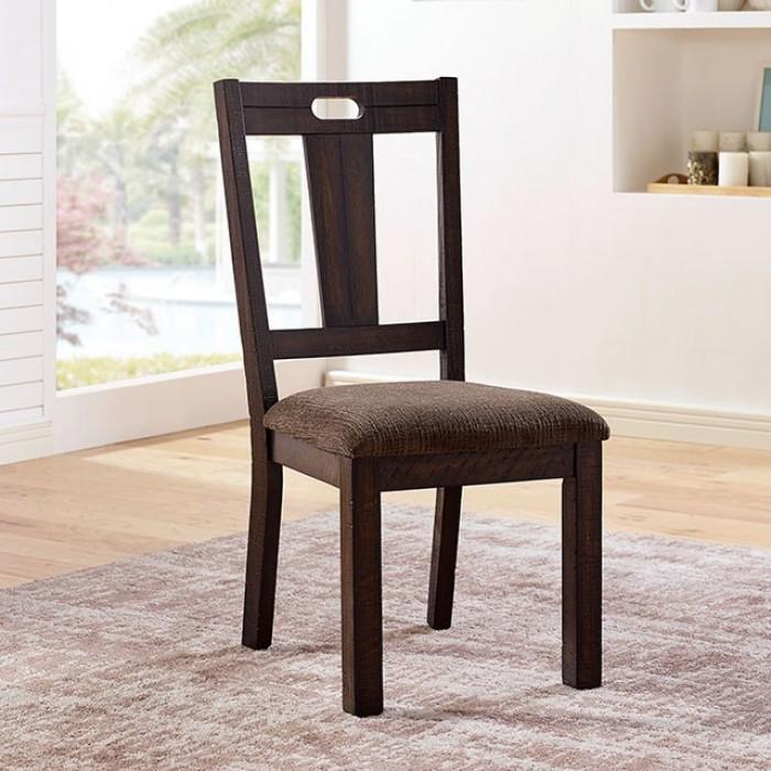 Rustic Dining Chair Set CM3790SC-2PK Burton CM3790SC-2PK in Walnut Fabric