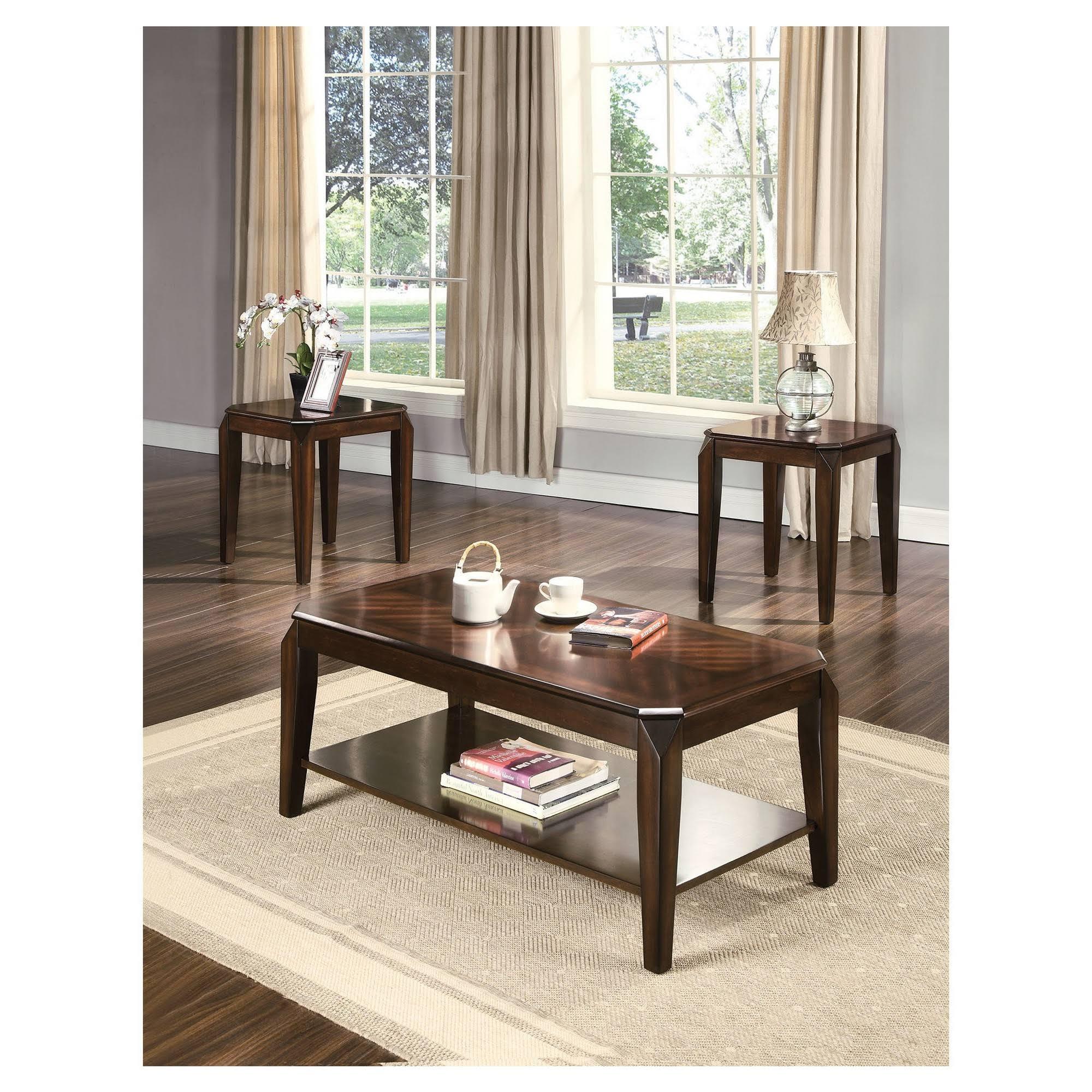 Rustic Coffee Table and 2 End Tables Docila 80655 in Walnut 