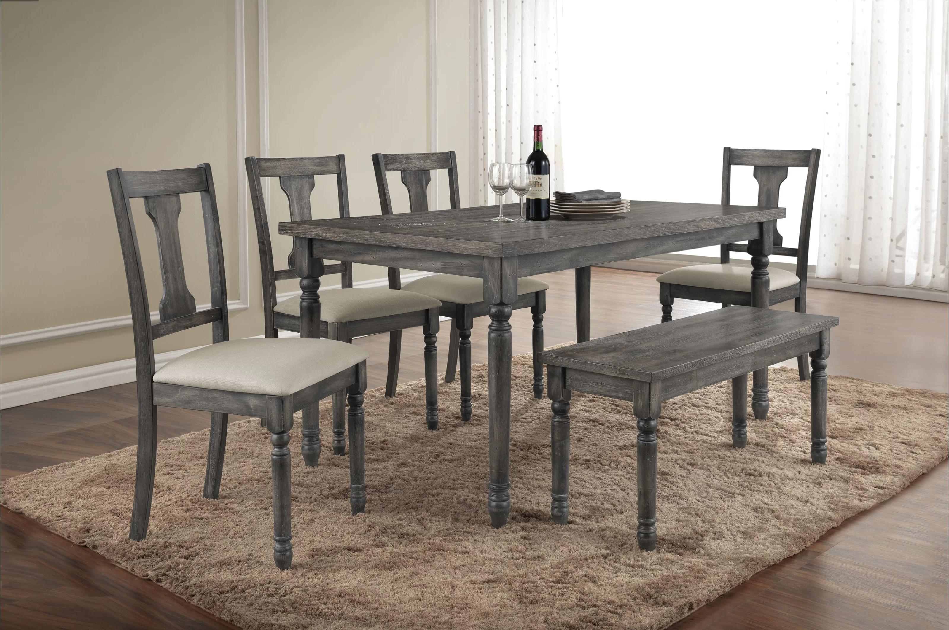 Contemporary, Rustic Dining Room Set Wallace 71435-6pcs in Gray 