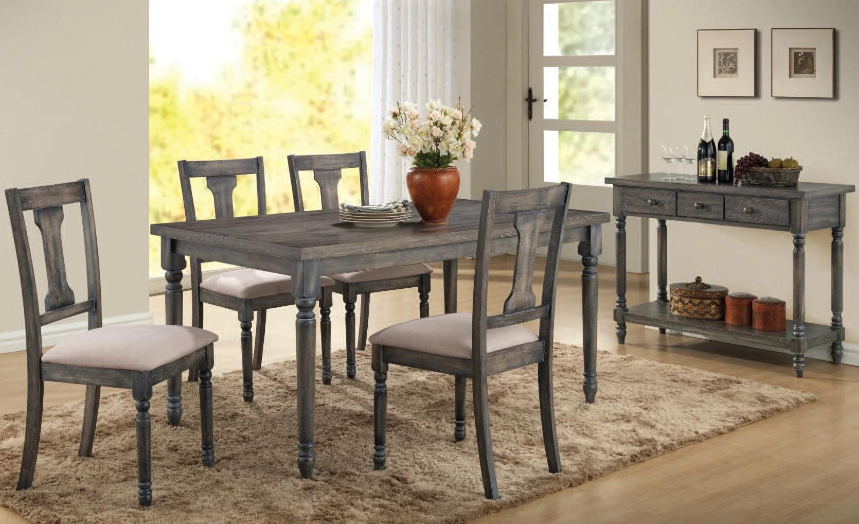 Contemporary, Rustic Dining Room Set Wallace 71435-5pcs in Gray 
