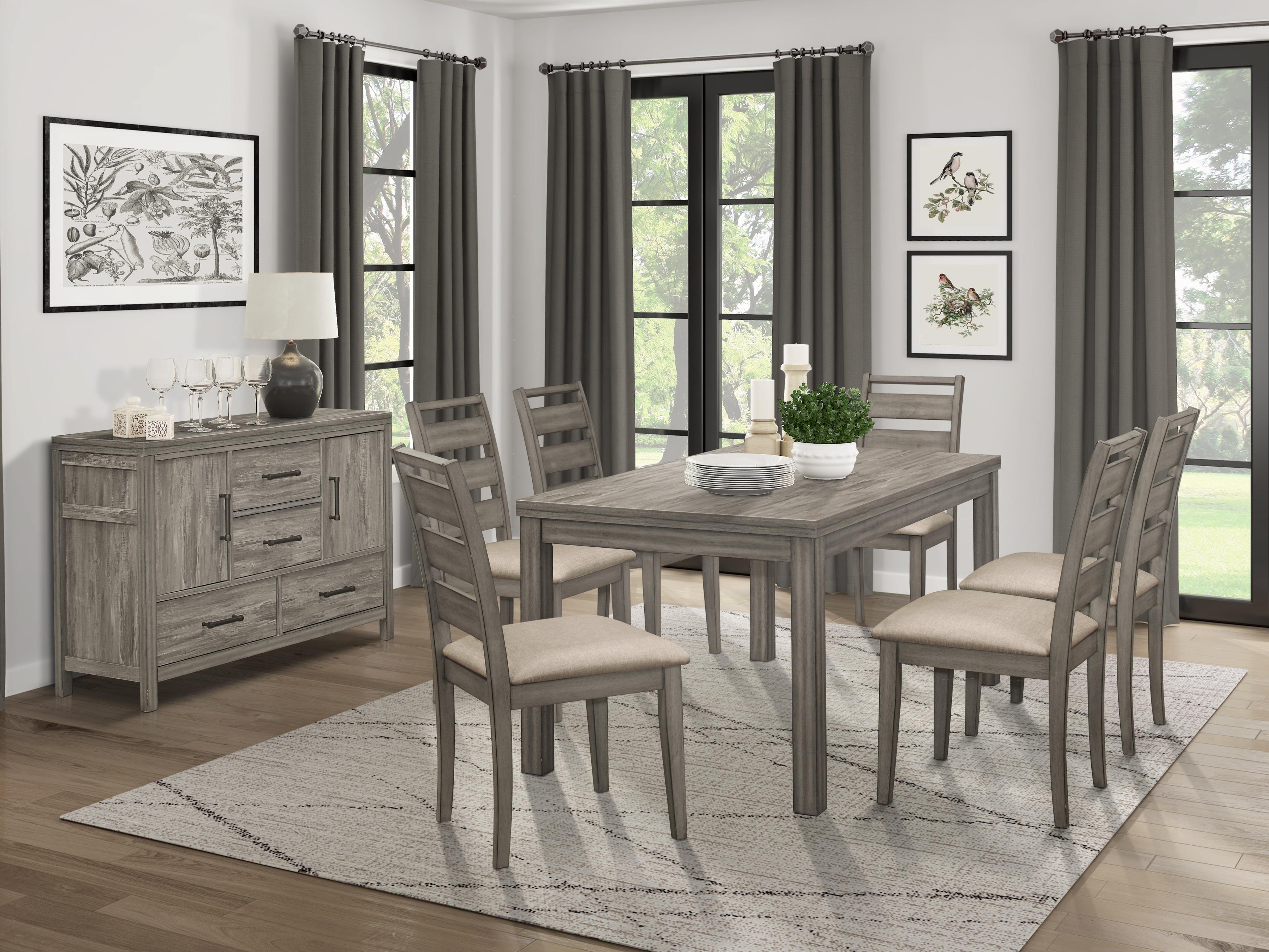 Rustic Dining Room Set 1526-64-8PC Bainbridge 1526-64-8PC in Gray Polyester