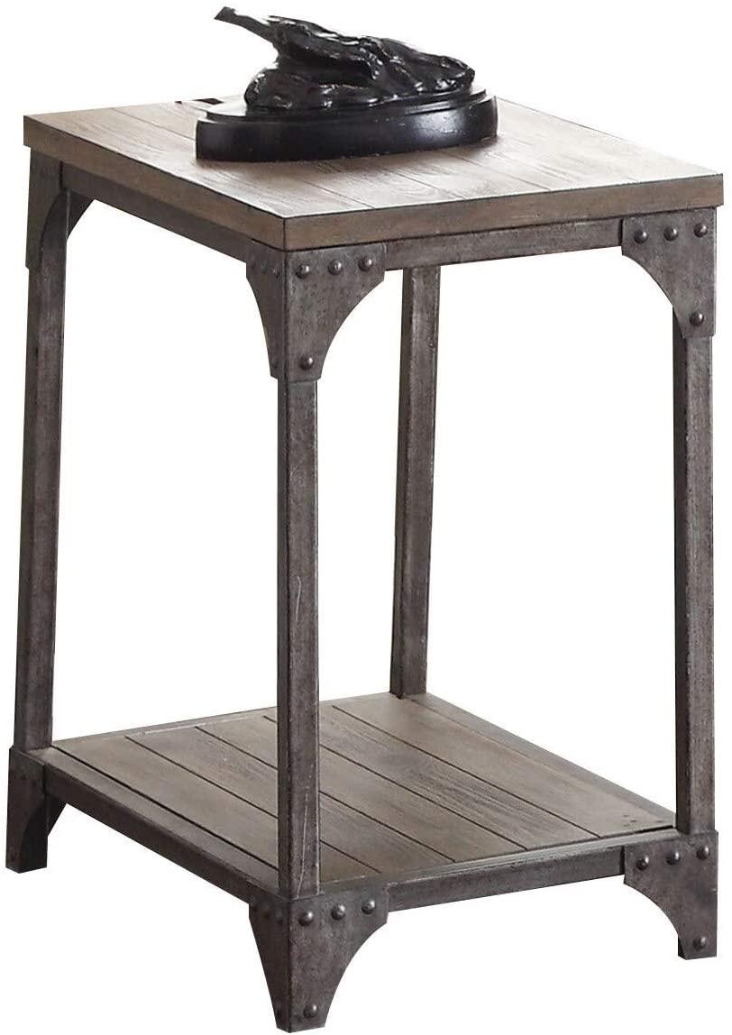 

    
Rustic Weathered Oak & Antique Nickel End Table by Acme 81447 Gorden
