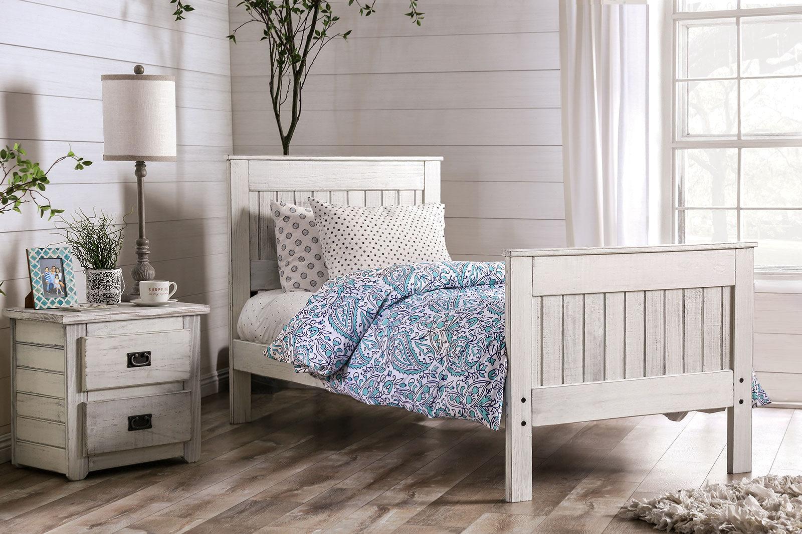 Rustic Panel Bed AM7973WH-F Rockwall AM7973WH-F in White 