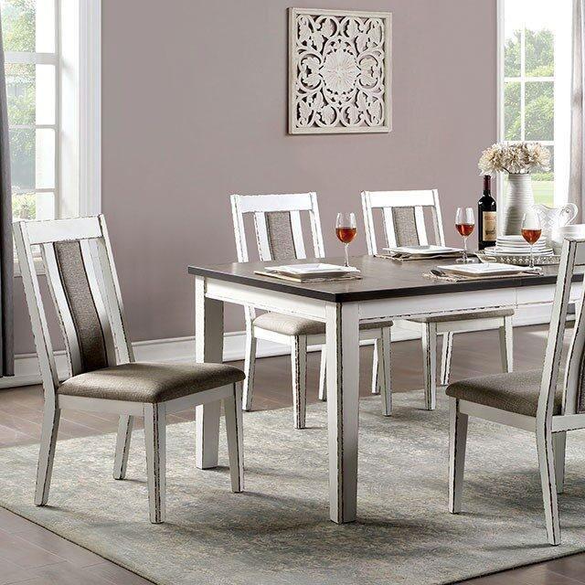 Rustic Dining Side Chair CM3142SC Halsey CM3142SC in White Fabric
