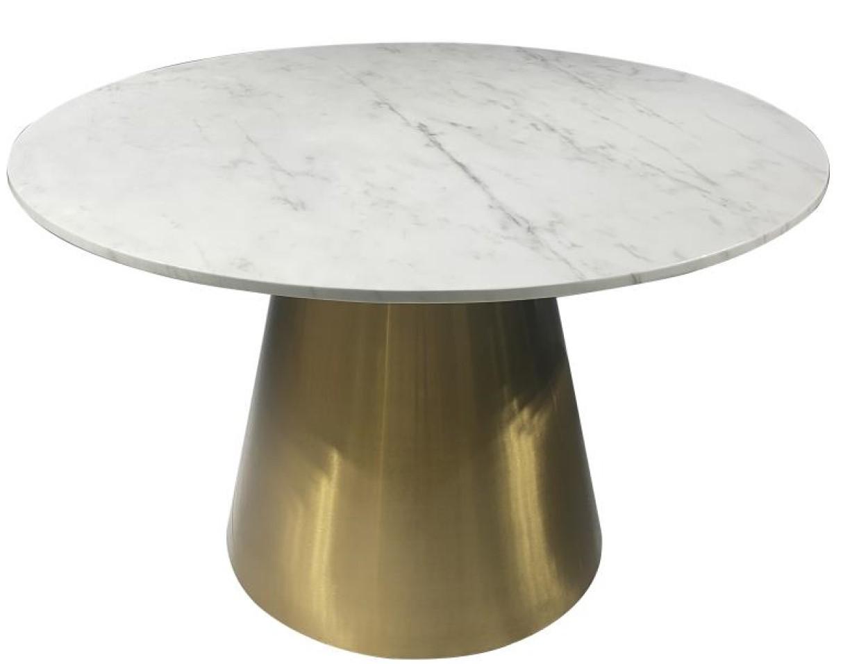 

    
Rustic White/Gold Marble Round Dining Table Coaster Ambrose 107600
