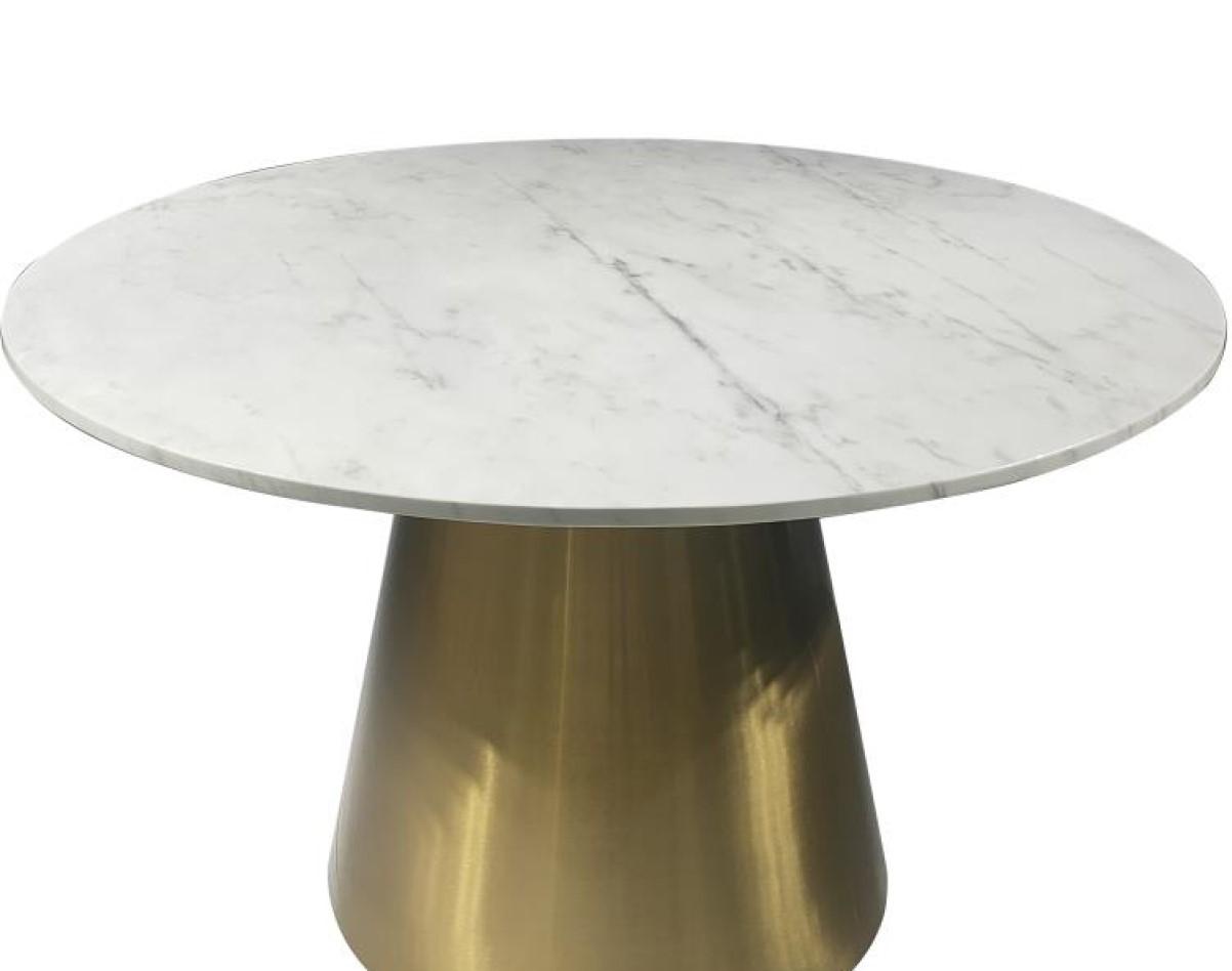 

    
Coaster Ambrose Round Dining Table 107600-T Dining Table White/Gold 107600-T
