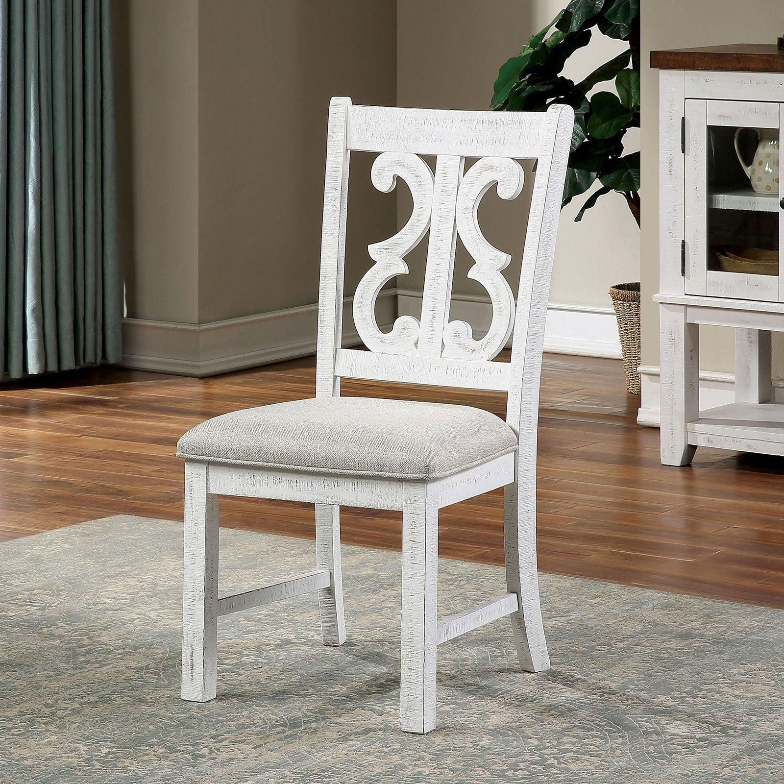 Rustic Dining Side Chair CM3417SC-2PK Auletta CM3417SC-2PK in White, Gray Fabric