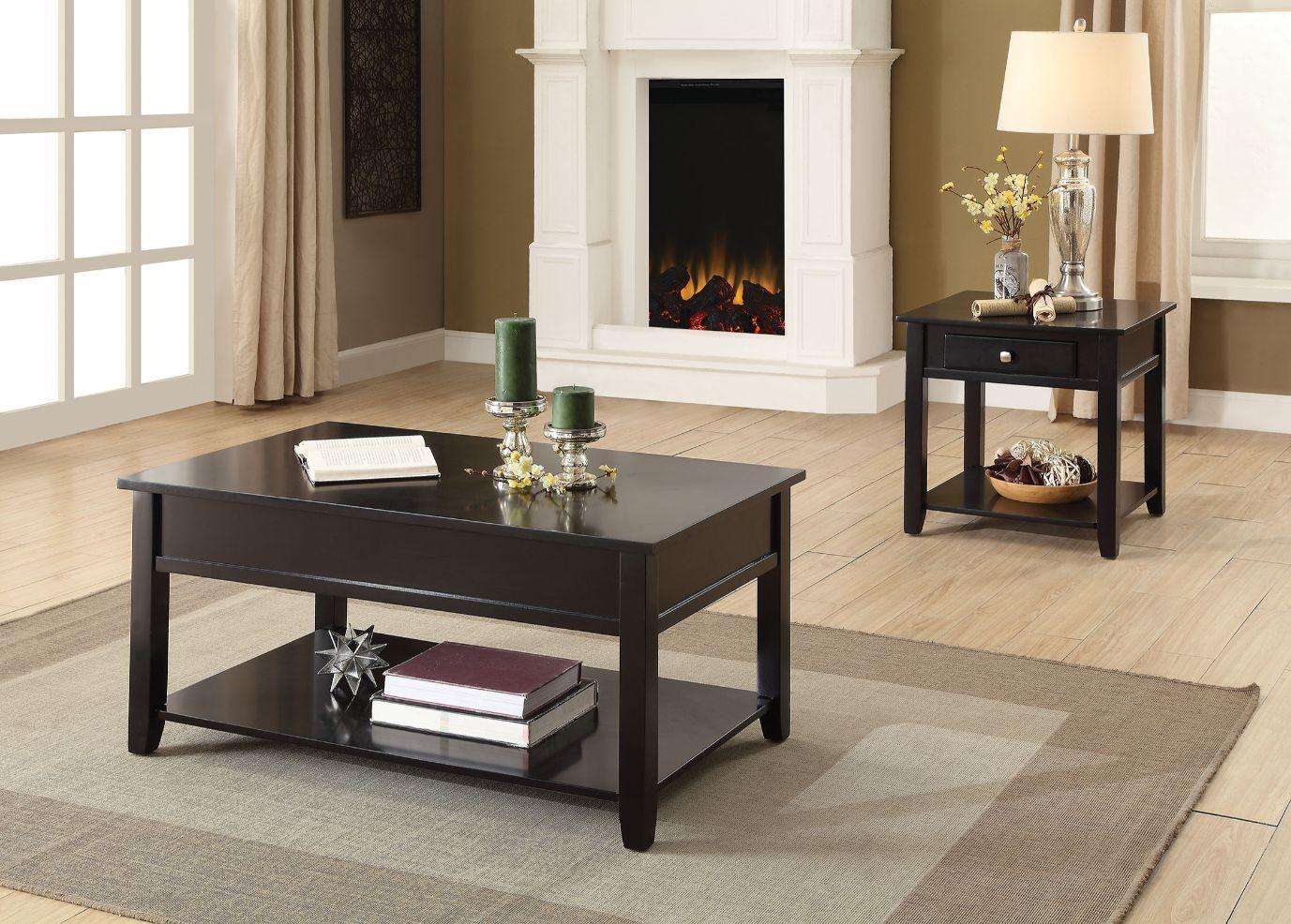 Rustic Coffee Table and 2 End Tables Malachi 82950-3pcs in Black 