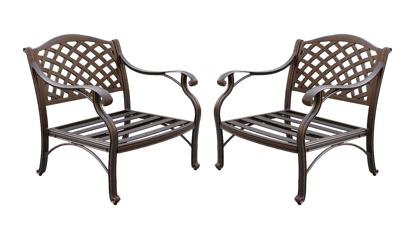 Contemporary Patio Club Chair Sahara SACC-Set-2 in Natural, Bronze Fabric