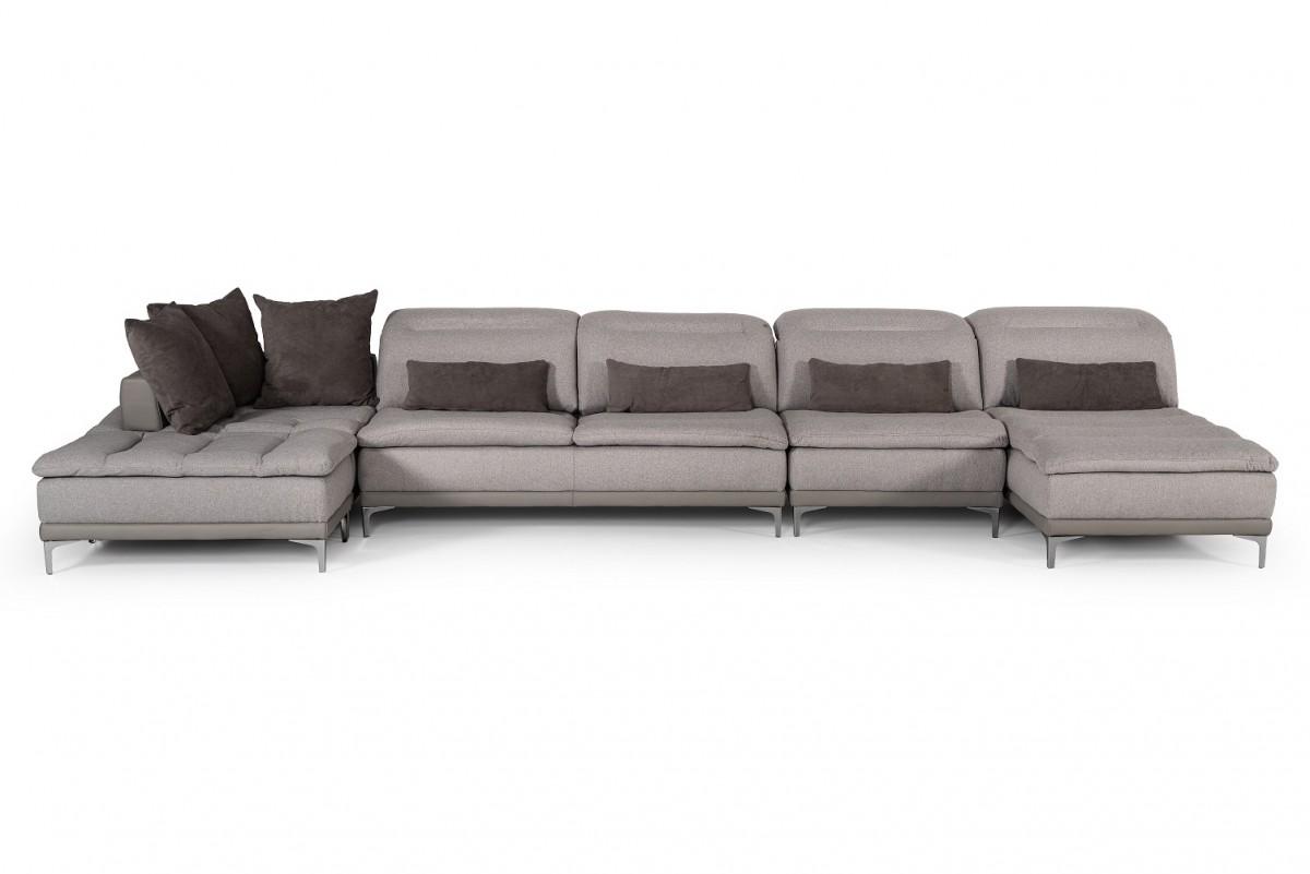 

    
Sectional Sofa 4PCS + Ottoman Gray Fabric Leather Modern Made in Italy VIG David Ferrari Horizon
