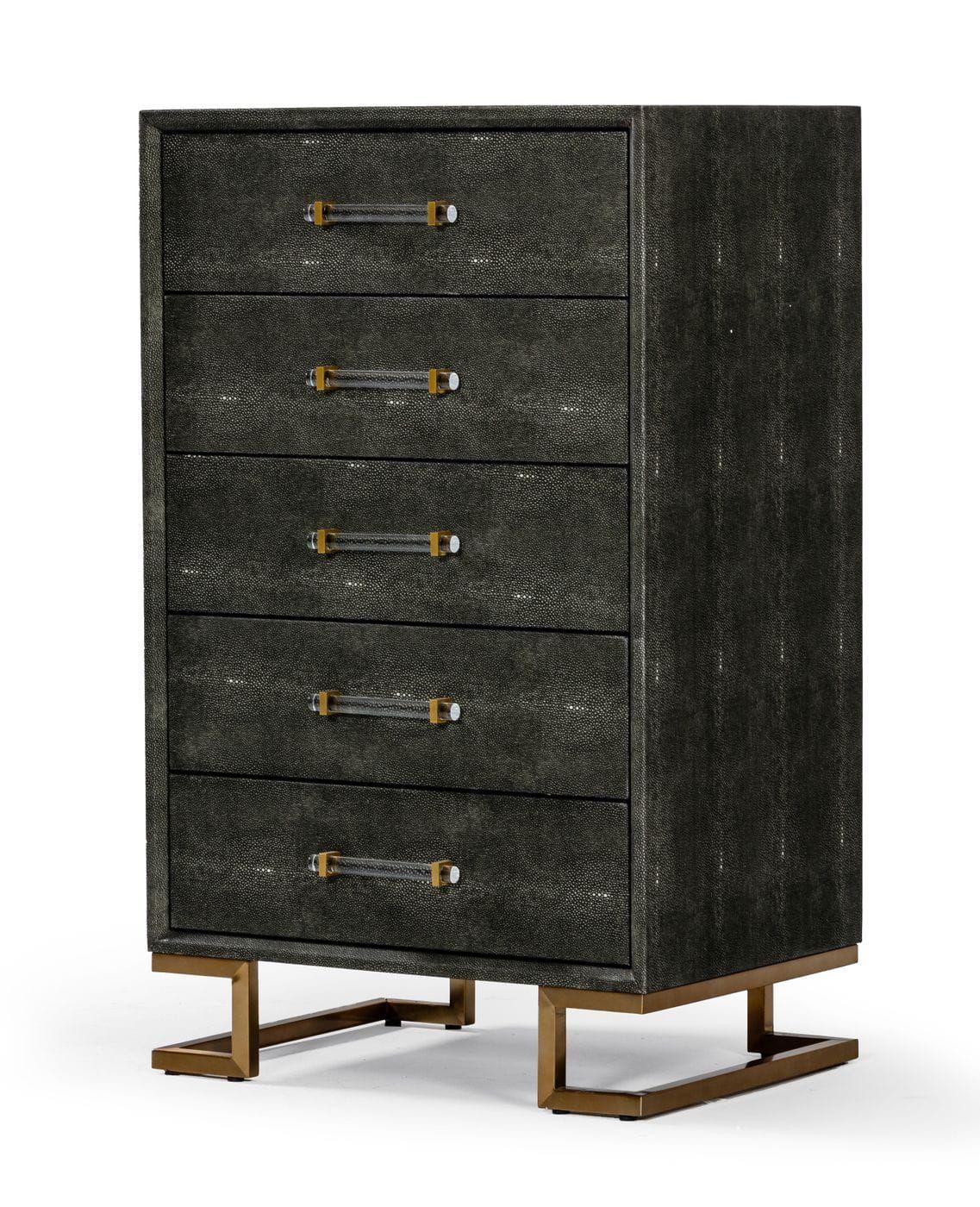 Contemporary, Modern Chest VGGMCHD-1528-5-CHEST VGGMCHD-1528-5-CHEST in Gray, Gold Leatherette
