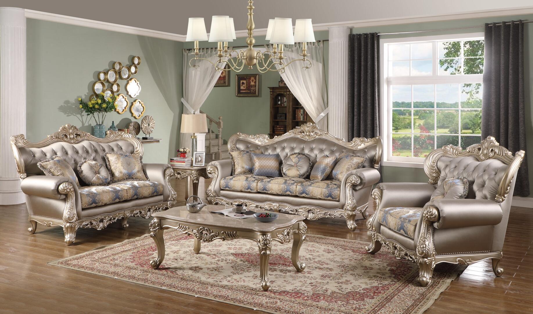 Transitional Sofa Loveseat and Chair Set Ariel Ariel-Set-3 in Silver Faux Leather