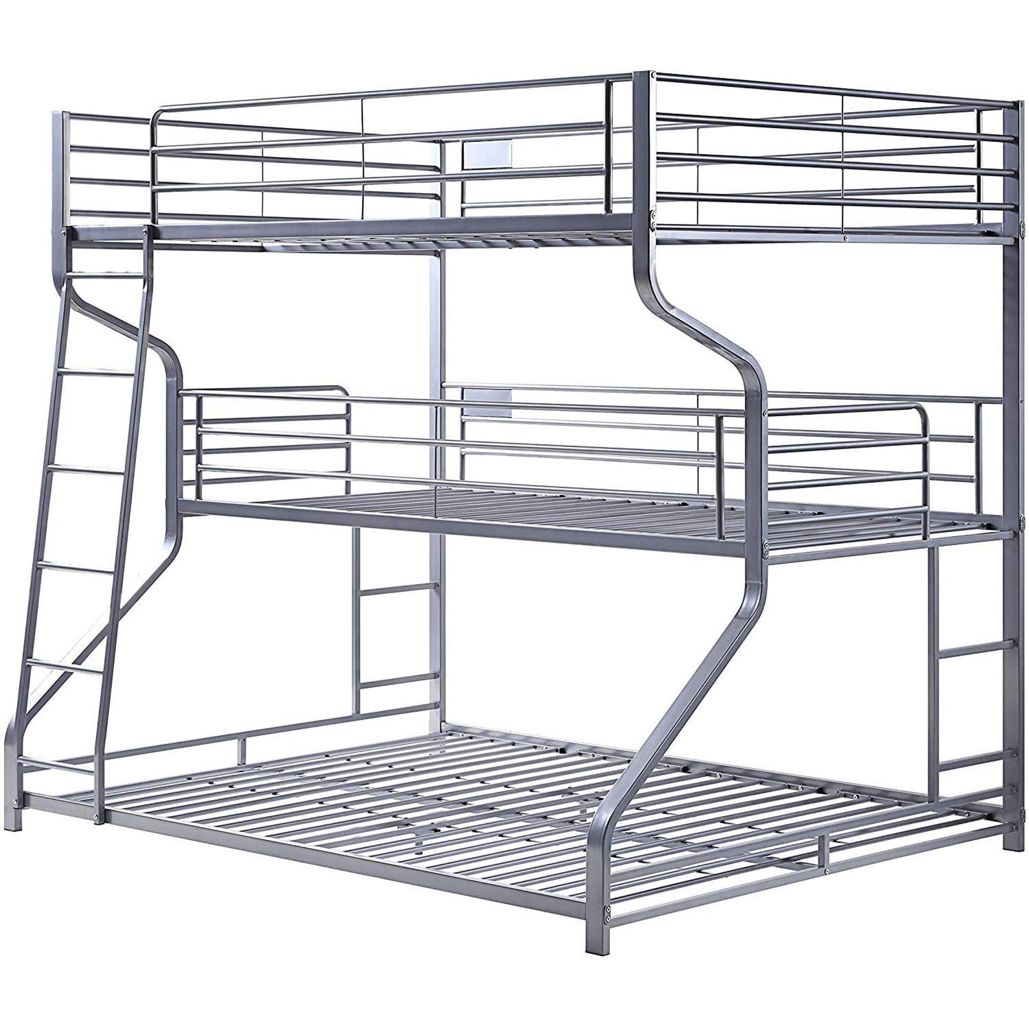 

    
Silver Triple Bunk Bed - Twin/Full/Queen Acme Caius II 37790
