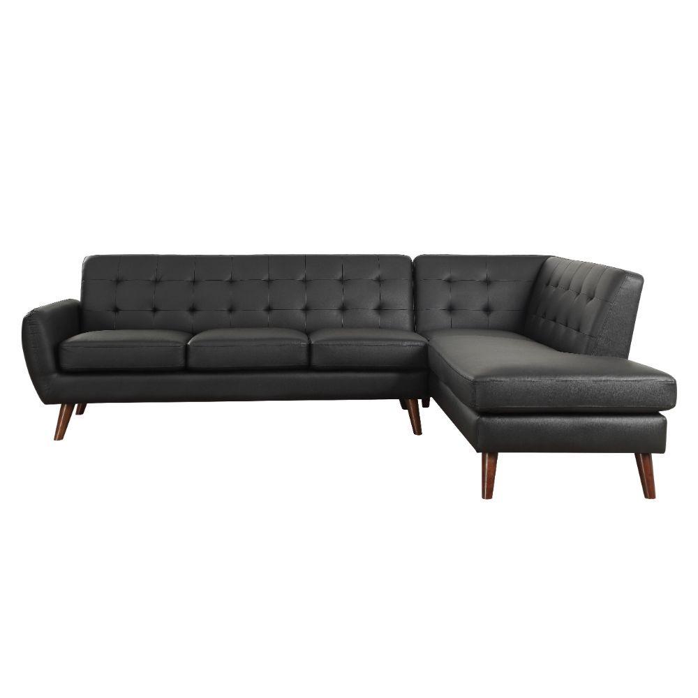 

    
Simple & Classic Black PU L-shaped Sectional Sofa by Acme Essick II 53040-2pcs
