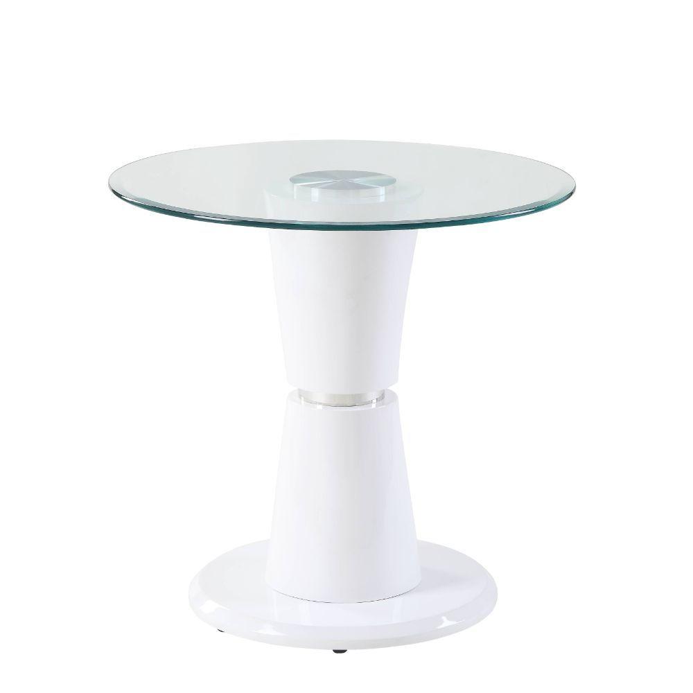 

    
Simple Clear Glass & White High Gloss End Table by Acme Kavi 84937
