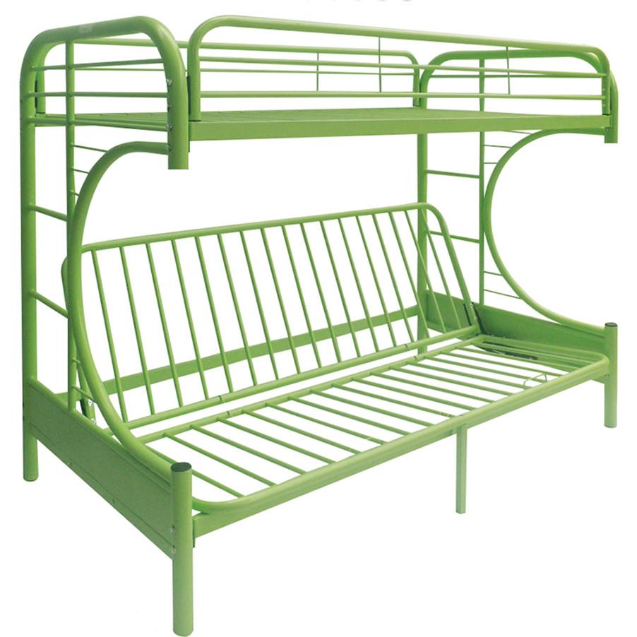 Transitional, Simple Twin/Full/Futon Bunk Bed Eclipse 02091W-GR in Green 