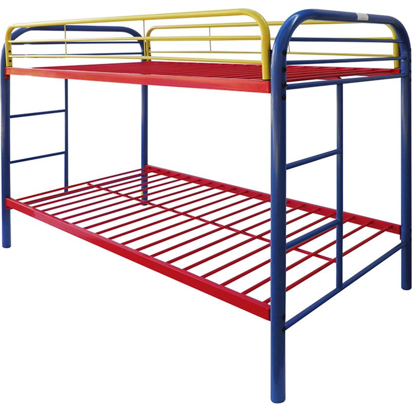 Transitional, Simple Twin/Twin Bunk Bed Thomas 02188RNB in Red 