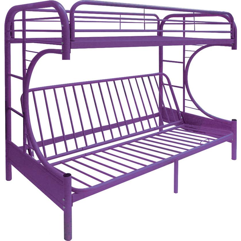 Transitional, Simple Twin/Full/Futon Bunk Bed Eclipse 02091W-PU in Purple 