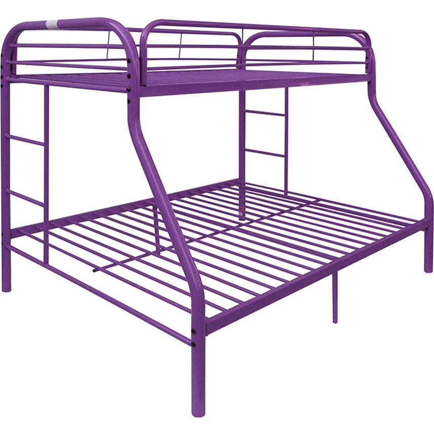 Transitional, Simple Twin/Full Bunk Bed Tritan 02053PU in Purple 