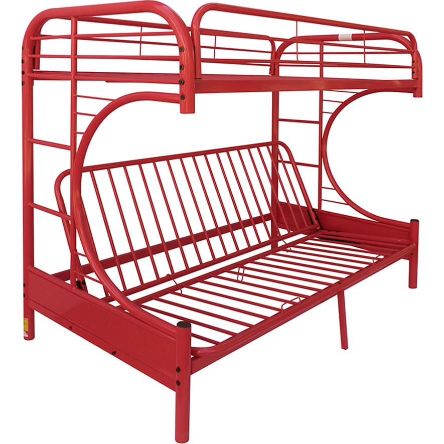 Transitional, Simple Twin/Full/Futon Bunk Bed Eclipse 02091W-RD in Red 