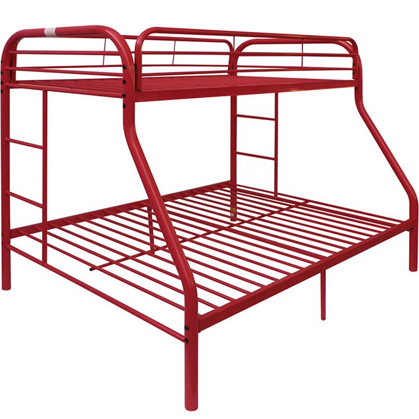 Transitional, Simple Twin/Full Bunk Bed Tritan 02053RD in Red 