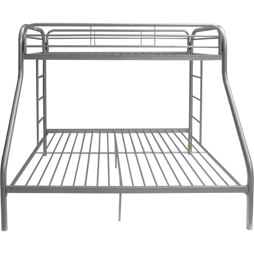 

    
Acme Furniture Tritan Twin/Full Bunk Bed Silver 02053SI
