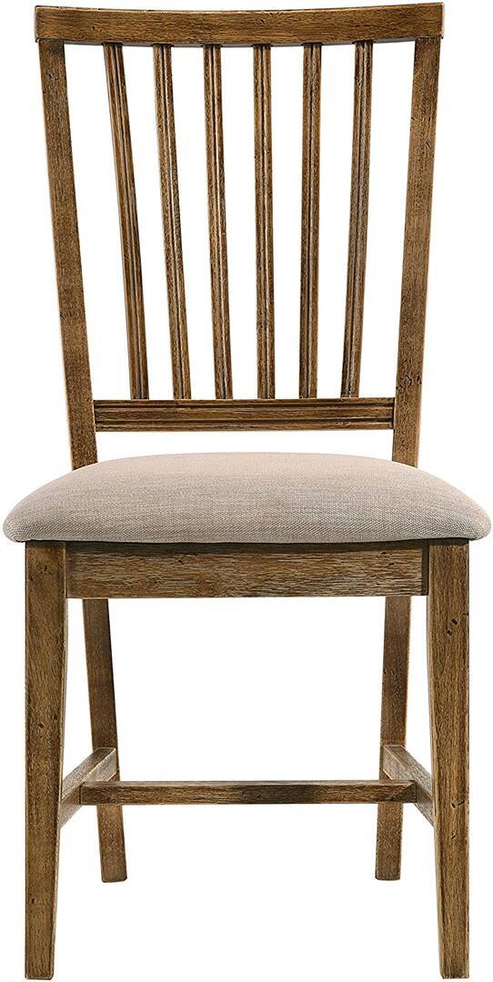 

    
Simple Tan Linen & Weathered Oak 2x Dining Chairs by Acme Wallace II 72312-2pcs
