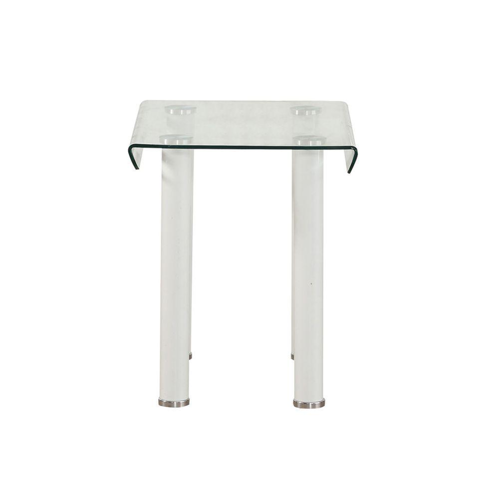 

    
Simple White & Clear Glass End Table by Acme Gordie 83671
