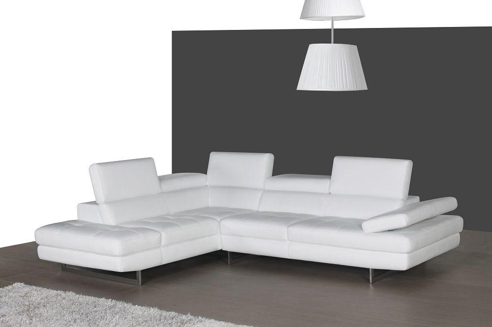 Contemporary Sectional Sofa A761 SKU 178557 in White Leather