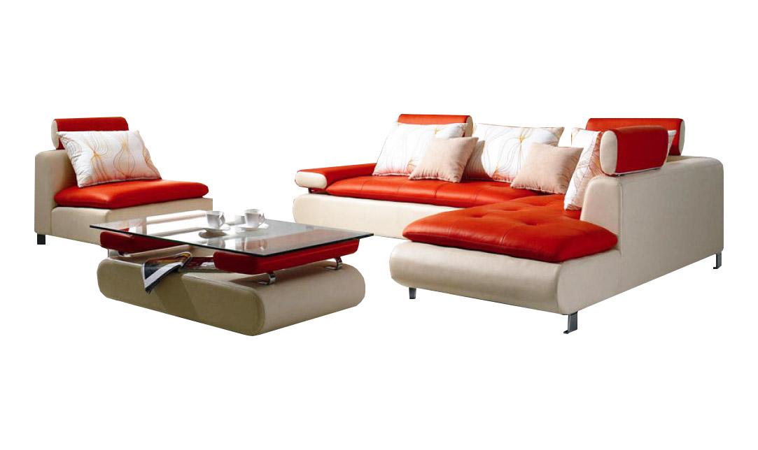 Contemporary, Modern Sectional Sofa Colorado Soflex-Colorado-Sectional-Set-3 in White, Red Leather Match