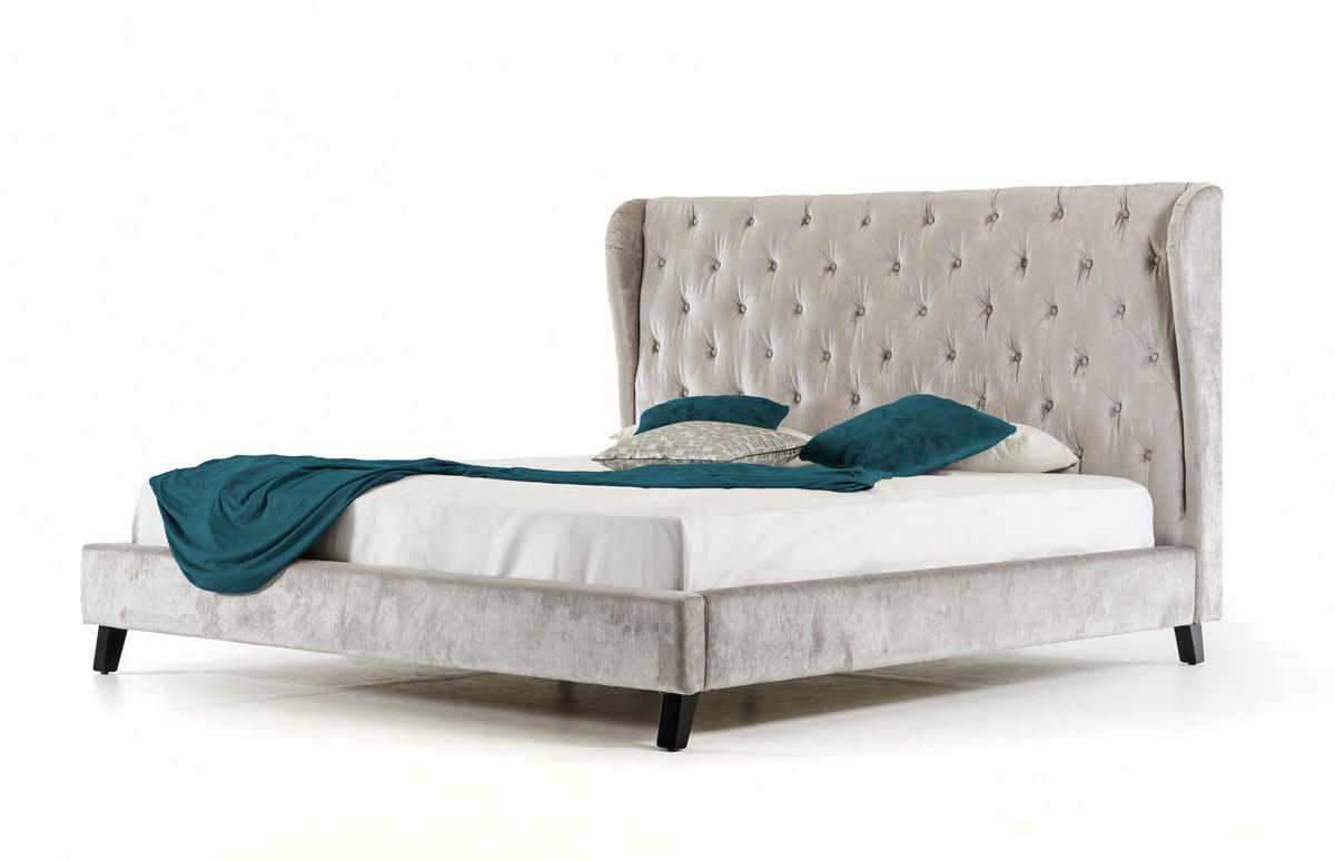 Modern Platform Bed Fontana Soflex-Fontana-Q in Gray Fabric