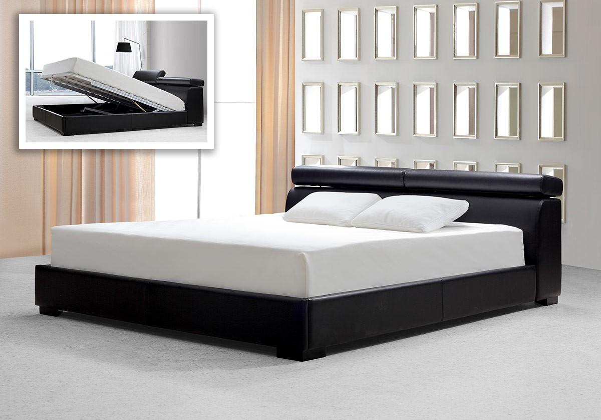 Modern Platform Bed Garland Soflex-Garland-EK in Black Leatherette