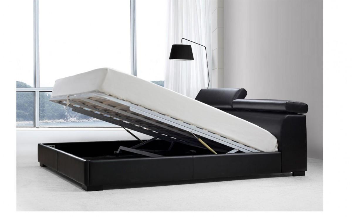 

    
Soflex Garland Modern Black Leatherette Queen Bed with Storage
