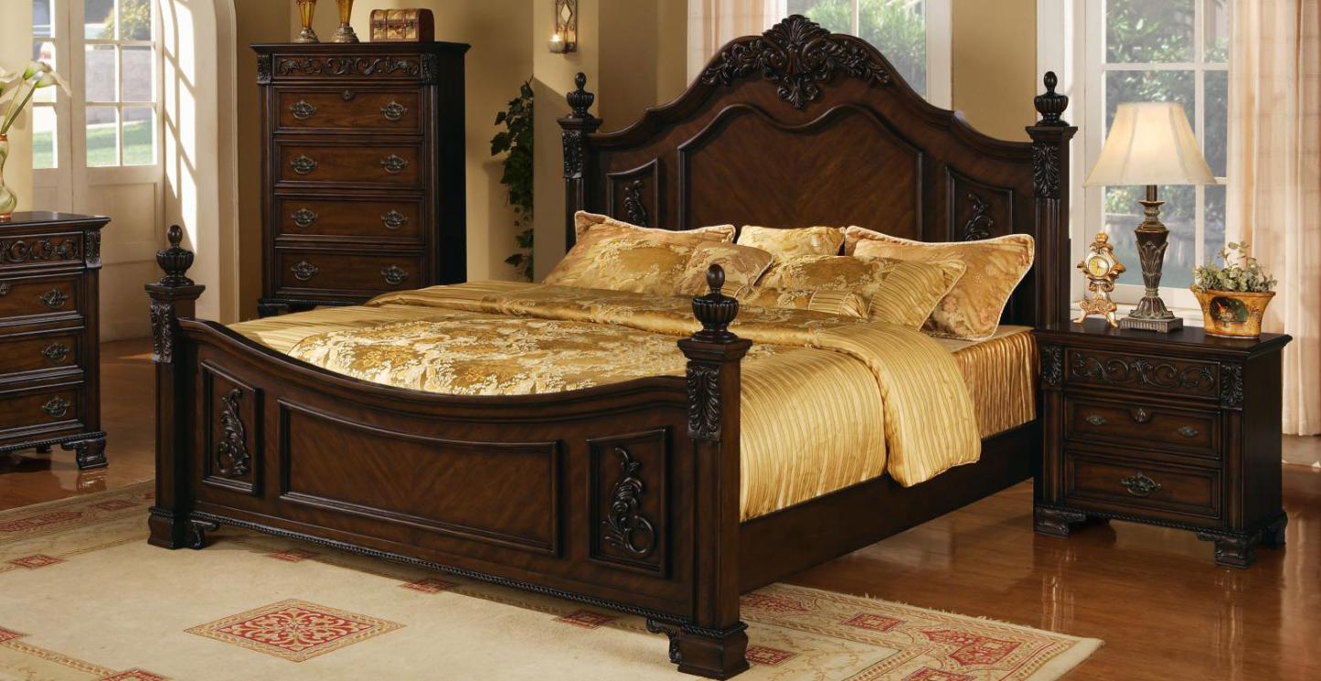 Classic, Traditional Platform Bedroom Set Giavanna Soflex-Giavanna-Q-Set-3 in Dark Cherry 