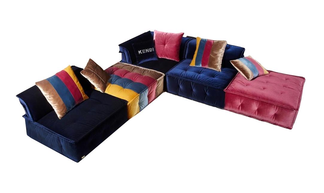 Contemporary Sectional Sofa Phoenix Soflex-Phoenix-Sectional in Multi Floss fabric